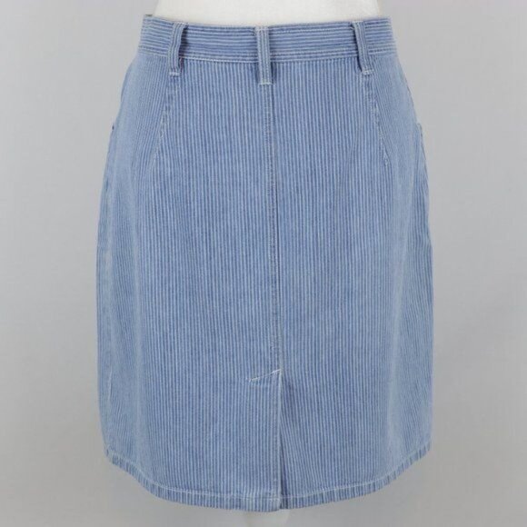 Bill Blass Vintage Women’s Size 8 Petite Blue White Striped Denim Mini Skirt - Picture 3 of 8